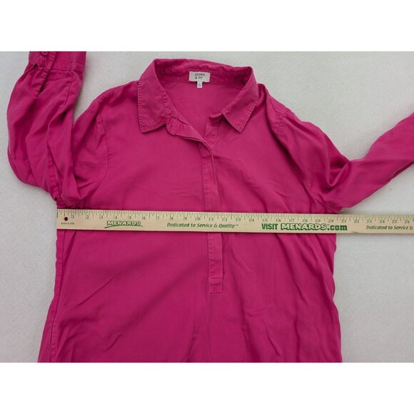 Crown & Ivy Women's Top Size L Pink 3/4 Sleeve Tunic Half Button-Up - Picture 6 of 13